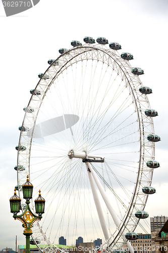 Image of london eye in the spring  and white  