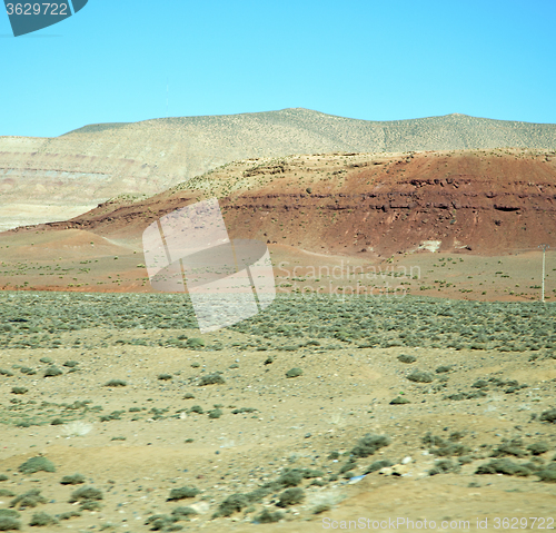Image of valley in   africa morocco the atlas dry mountain ground isolate