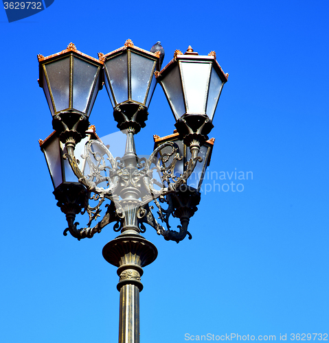 Image of  street lamp in morocco africa old lantern   the outdoors and sk