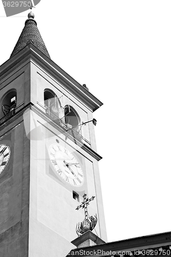 Image of ancien clock tower in italy europe old  stone and bell