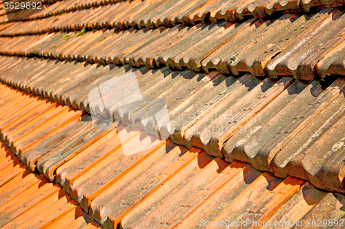 Image of old roof in italy the line and texture   architecture