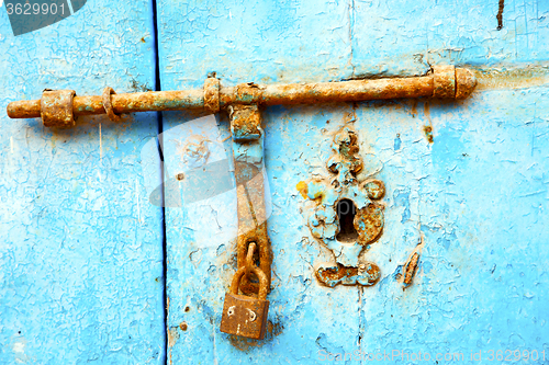 Image of morocco in africa the old wood  facade home and rusty  