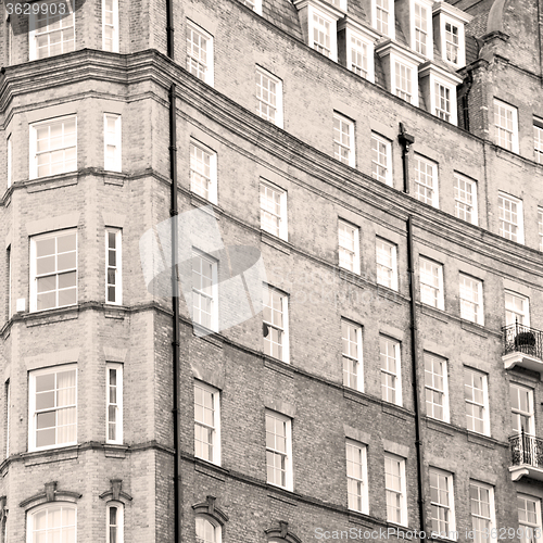 Image of in europe london old red brick wall and      historical window