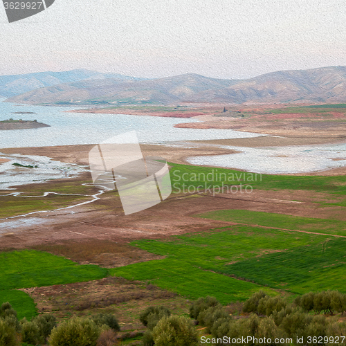 Image of pond and lake in the mountain morocco land 