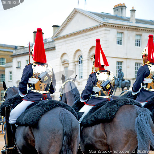 Image of in london england horse and cavalry for    the queen