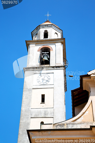 Image of  building  clock tower in  europe old  stone and bell