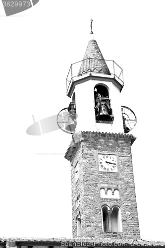 Image of  building  clock tower in italy europe old  stone and bell