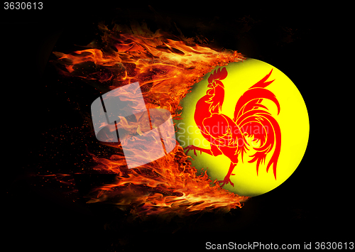 Image of Flag with a trail of fire - Wallonia