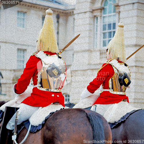Image of in london england horse and cavalry for    the queen