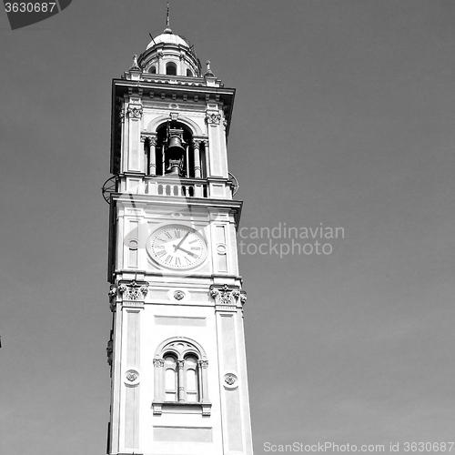 Image of monument  clock tower in italy europe old  stone and bell