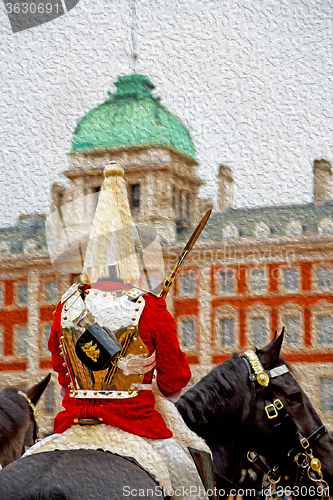 Image of in london england horse and cavalry for    the queen