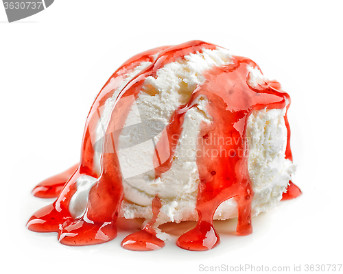 Image of Ice cream with strawberry sauce