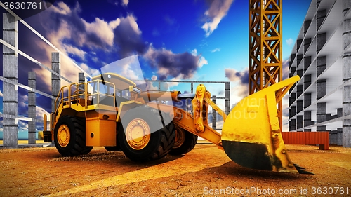 Image of construction site at sunset