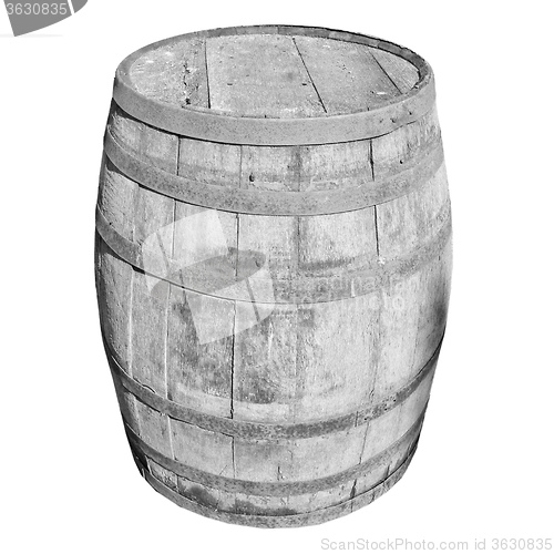 Image of Black and white Wooden barrel cask