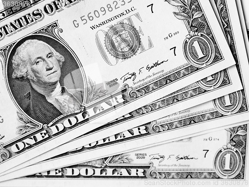 Image of Black and white Dollar notes 1 Dollar