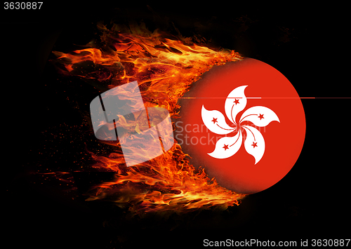 Image of Flag with a trail of fire - Hong Kong