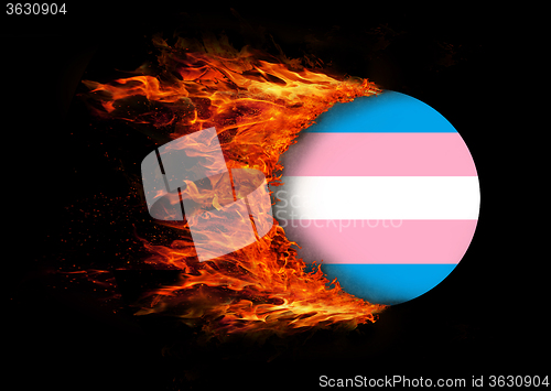 Image of Flag with a trail of fire - Trans Pride