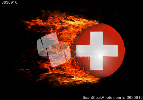 Image of Flag with a trail of fire - Switzerland