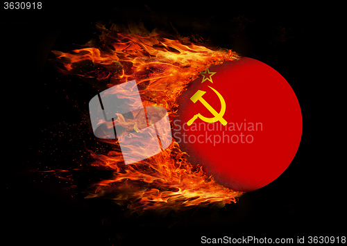 Image of Flag with a trail of fire - USSR