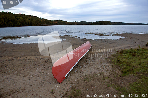 Image of Algonquin Park Muskoka Ontario Red Canoe