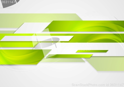 Image of Abstract green tech wavy background