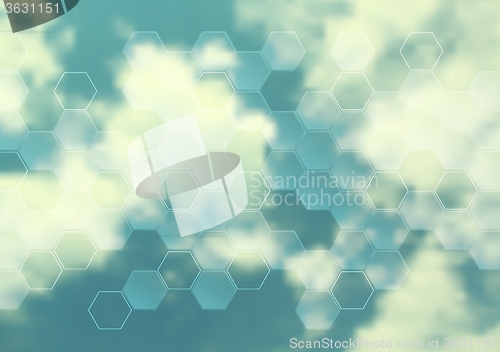 Image of Cloudscape vector design with hexagon texture