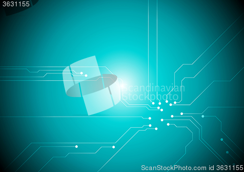 Image of Turquoise tech circuit board background