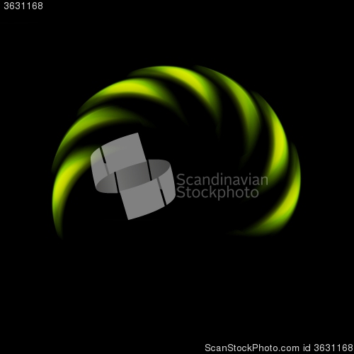 Image of Glowing green abstract logo on black background