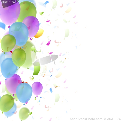 Image of Bright balloons and confetti background