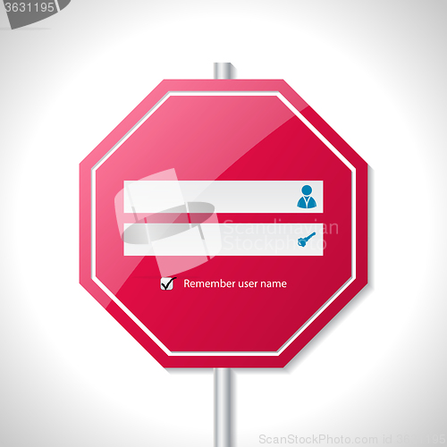 Image of Stop sign inspired login screen 