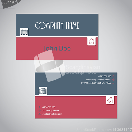 Image of Blue red business card with white stripe