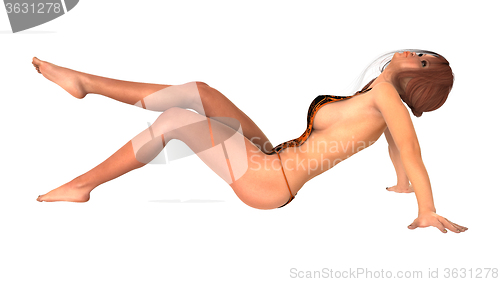 Image of Beautiful Woman in Bikini Sunbathing