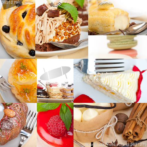 Image of fresh dessert cake collage 