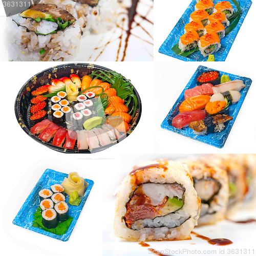 Image of Japanese sushi collage 