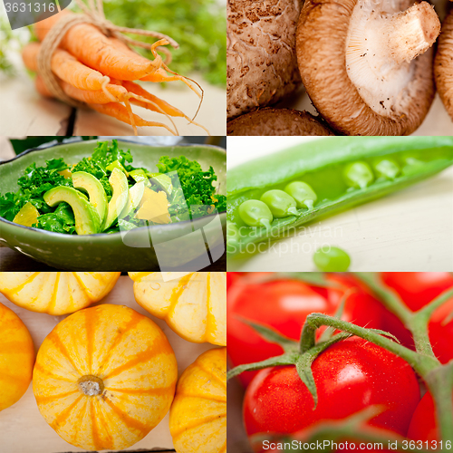 Image of hearthy vegetables collage composition 