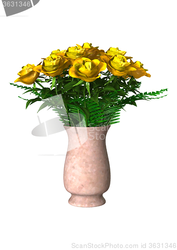 Image of Yellow Roses on White