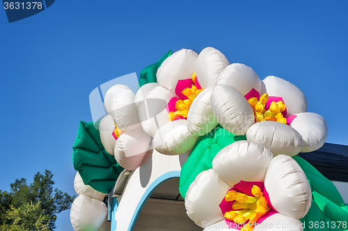 Image of Beautiful balloons in the form of flowers, decoration for the ho