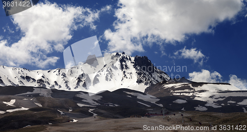 Image of Panoramic view on ski resort in spring