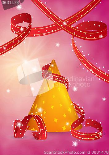 Image of party hat and ribbons