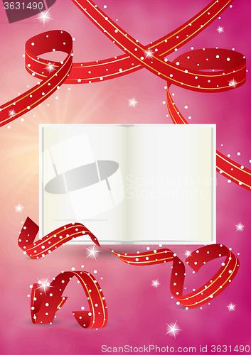 Image of empty book and ribbons