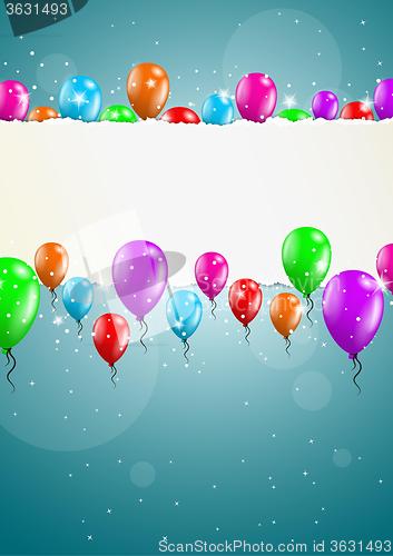 Image of flying balloons with blank paper