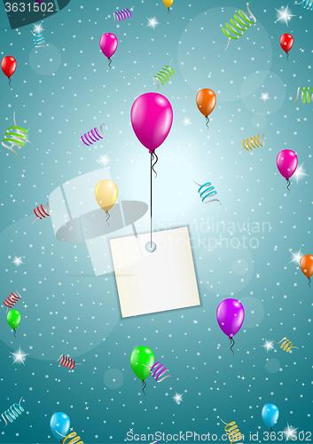 Image of flying balloons with blank paper