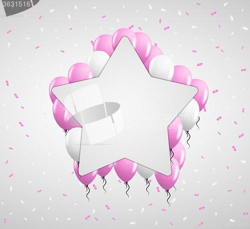 Image of star badge and pink balloons