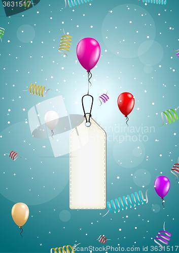 Image of flying balloons with blank price tag