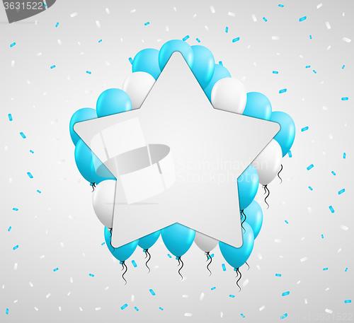 Image of star badge and blue balloons