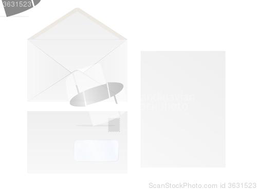 Image of white blank envelope and paper