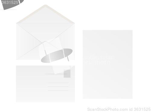 Image of white blank envelope and paper