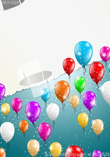 Image of flying balloons with blank paper