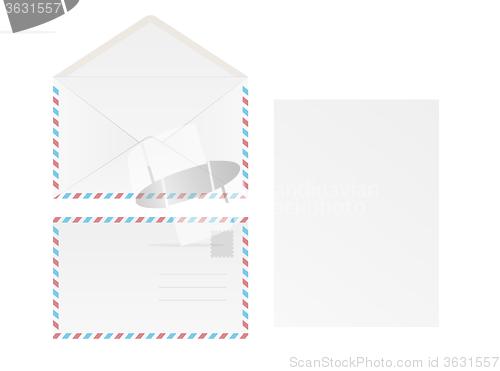 Image of white blank envelope and paper