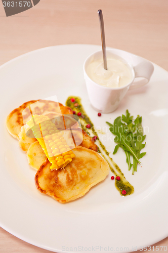 Image of corn pancakes in plate